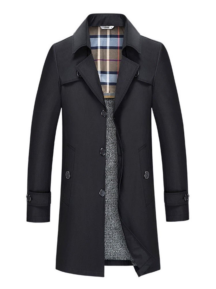 Mittellanger Lässiger Herren-trenchcoat Mit Knopfrevers