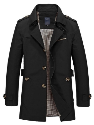 Mittellanger Schlichter Schmaler Einzelner Herren-trenchcoat Mit Revers