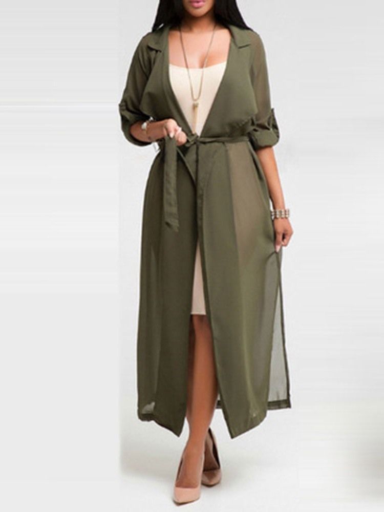 Schnürender Trenchcoat Mit Langem Gürtel Für Damen