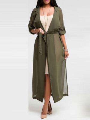 Schnürender Trenchcoat Mit Langem Gürtel Für Damen