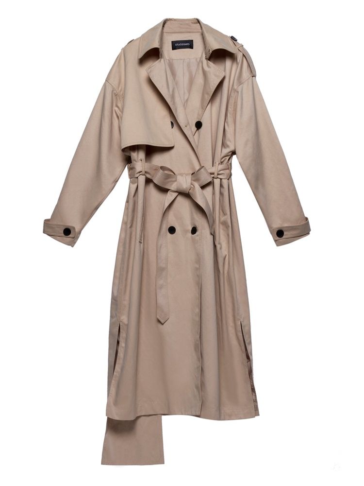 Zweireihiger Trenchcoat Mit Revers Und Schulterklappen Für Damen