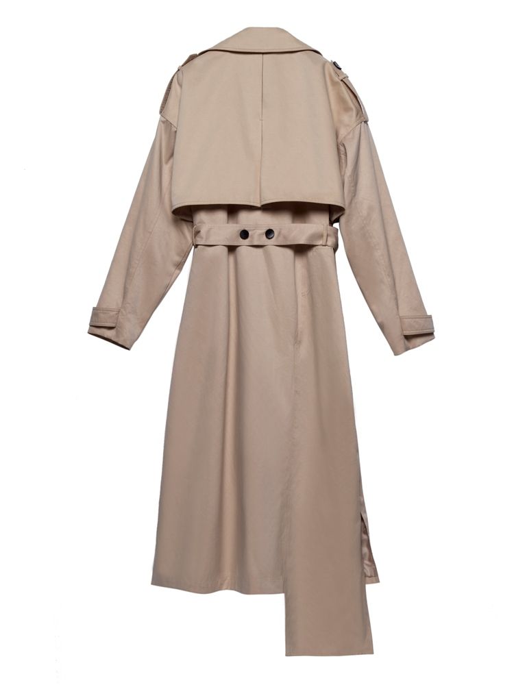 Zweireihiger Trenchcoat Mit Revers Und Schulterklappen Für Damen