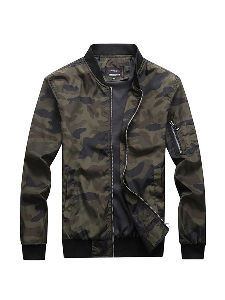 Camouflage Printed Stehkragen Herrenjacke