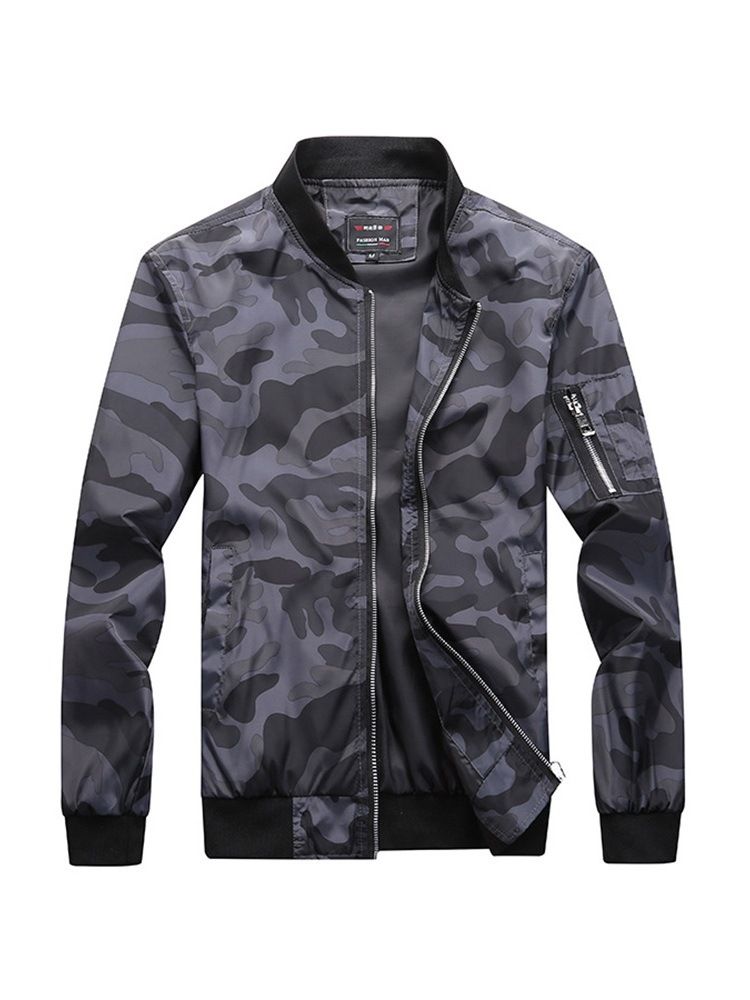 Camouflage Printed Stehkragen Herrenjacke