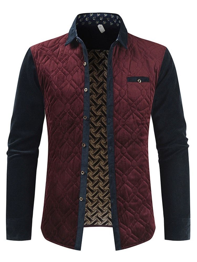 Color Block Revers Patchwork Herbst Herrenjacke