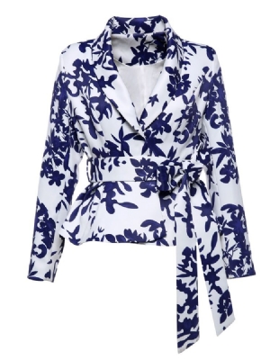 Damen-jacke Mit Blumen-rüschen Und Schalkragen