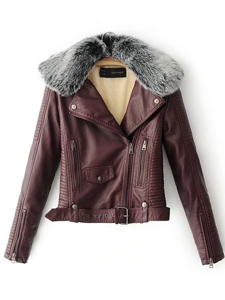 Damen Kurze Pu-reißverschluss-herbst-pu-jacke