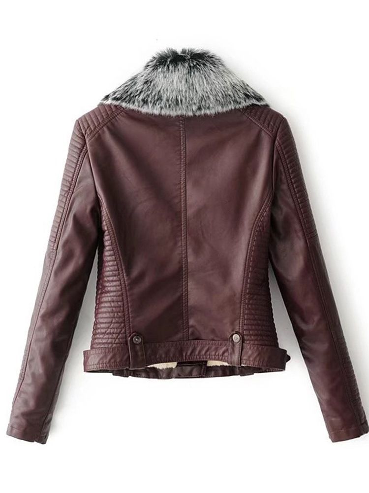 Damen Kurze Pu-reißverschluss-herbst-pu-jacke