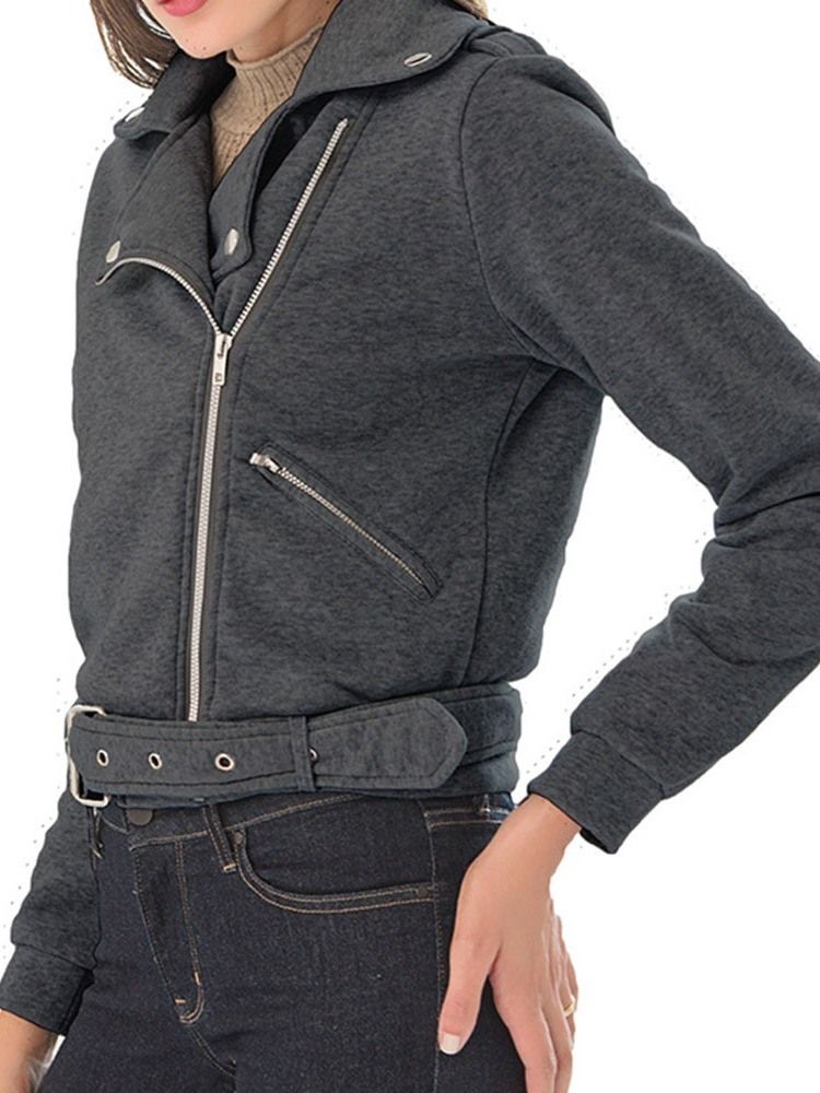 Damen Langarm-reißverschluss Slim Standard Regular Jacke