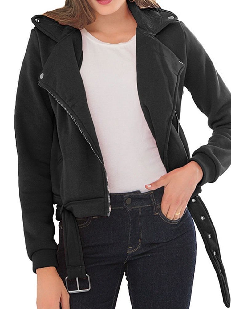 Damen Langarm-reißverschluss Slim Standard Regular Jacke