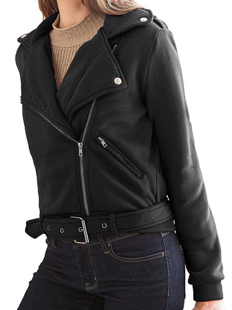 Damen Langarm-reißverschluss Slim Standard Regular Jacke