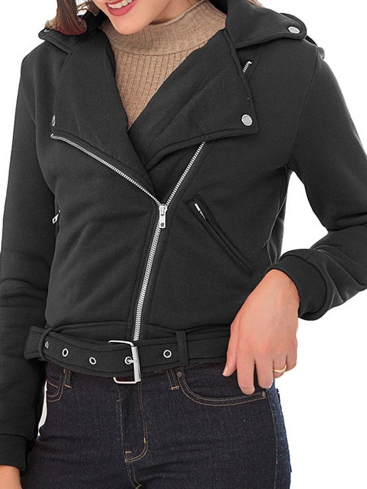 Damen Langarm-reißverschluss Slim Standard Regular Jacke