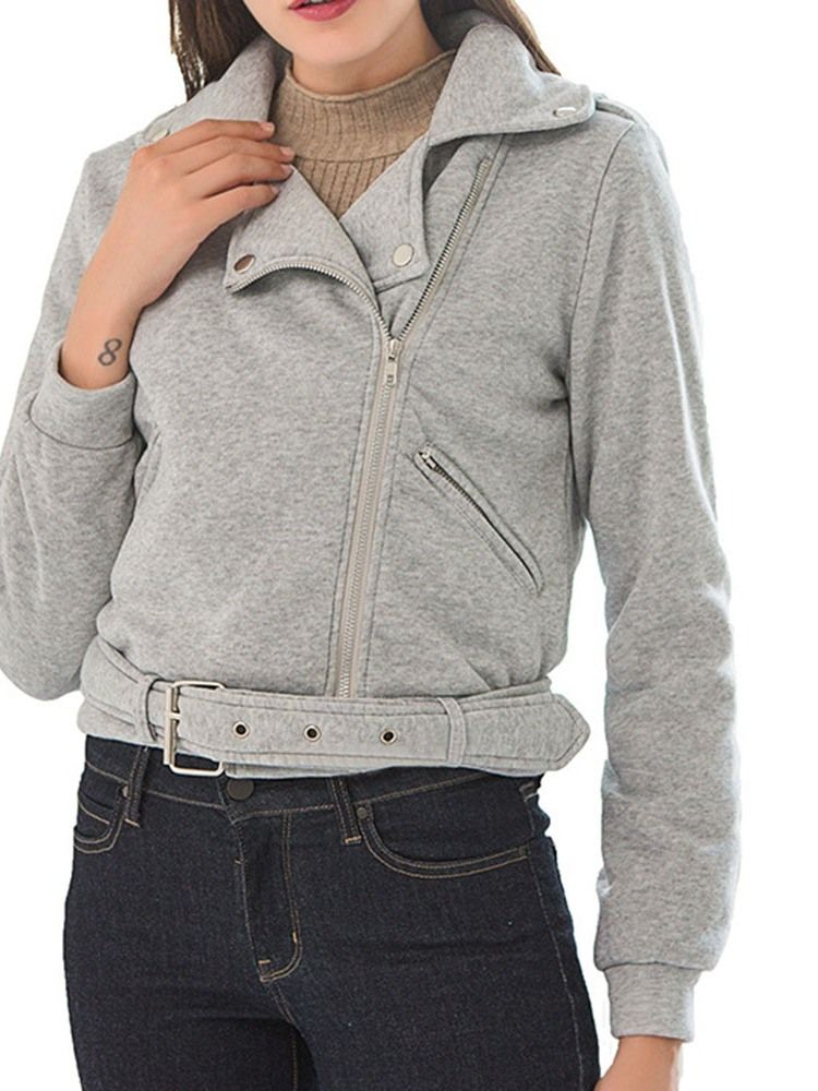 Damen Langarm-reißverschluss Slim Standard Regular Jacke