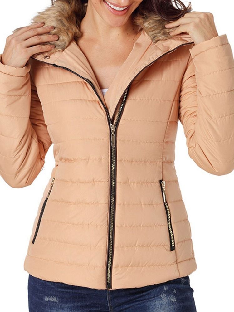 Damen Langarm-reißverschluss Slim Standard Winterjacke