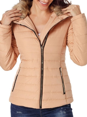 Damen Langarm-reißverschluss Slim Standard Winterjacke