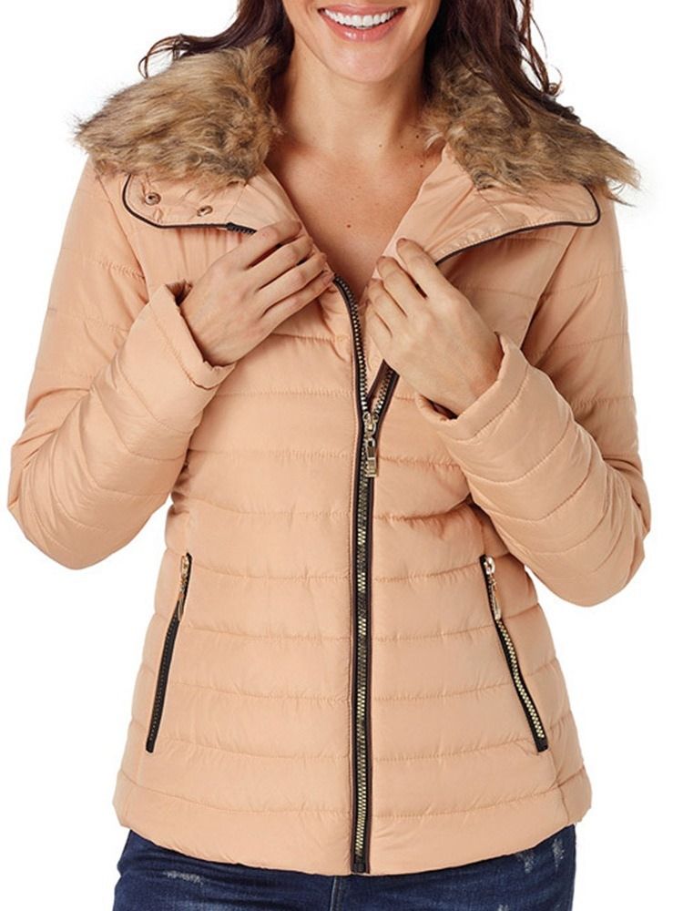 Damen Langarm-reißverschluss Slim Standard Winterjacke