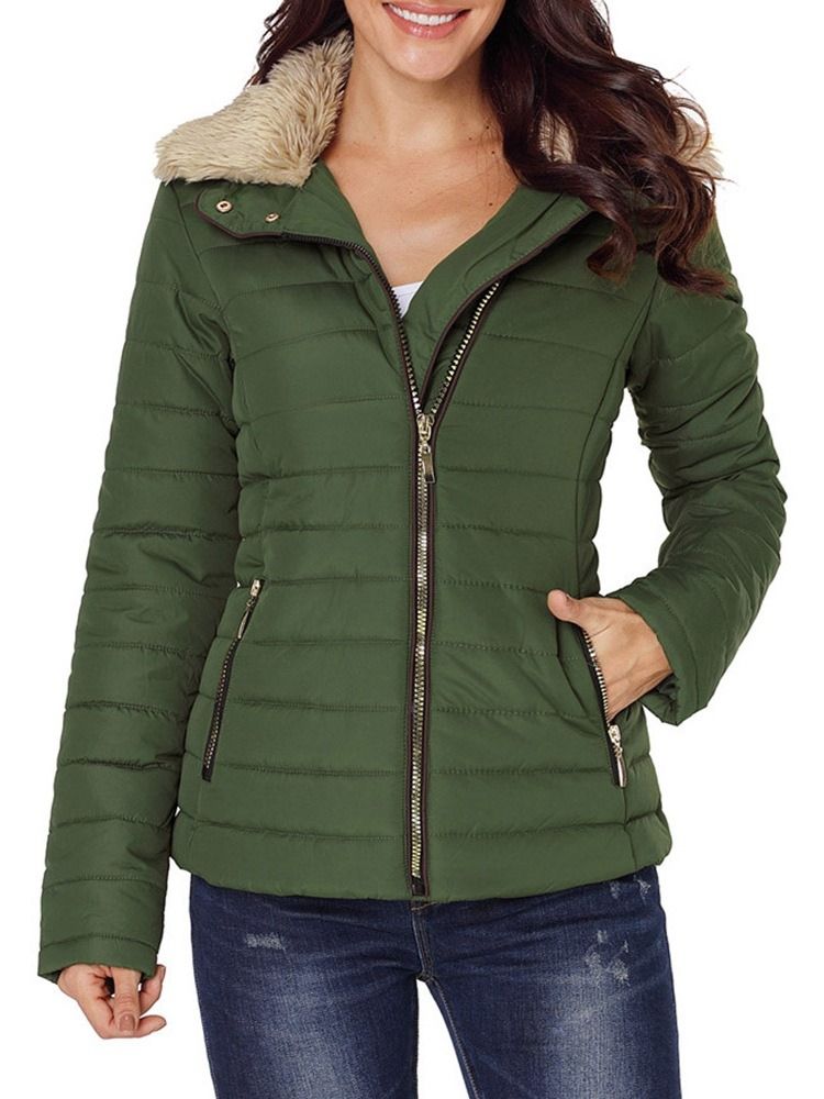 Damen Langarm-reißverschluss Slim Standard Winterjacke