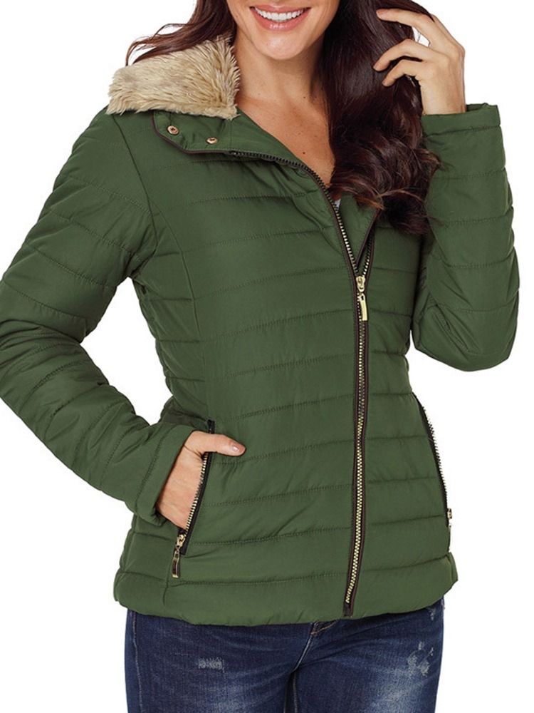 Damen Langarm-reißverschluss Slim Standard Winterjacke