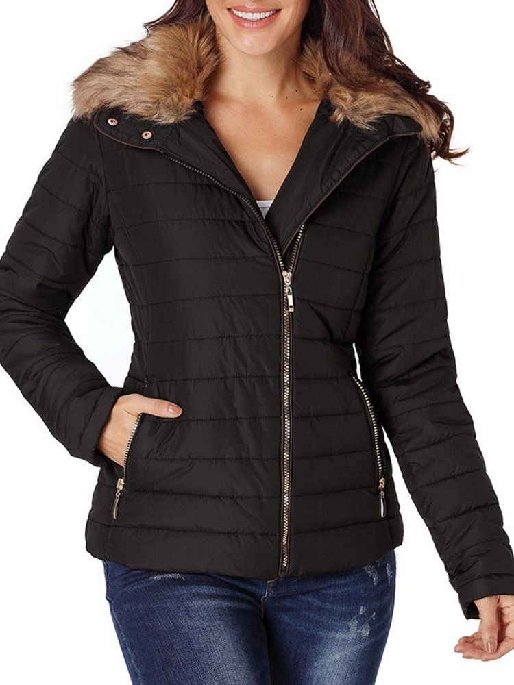 Damen Langarm-reißverschluss Slim Standard Winterjacke