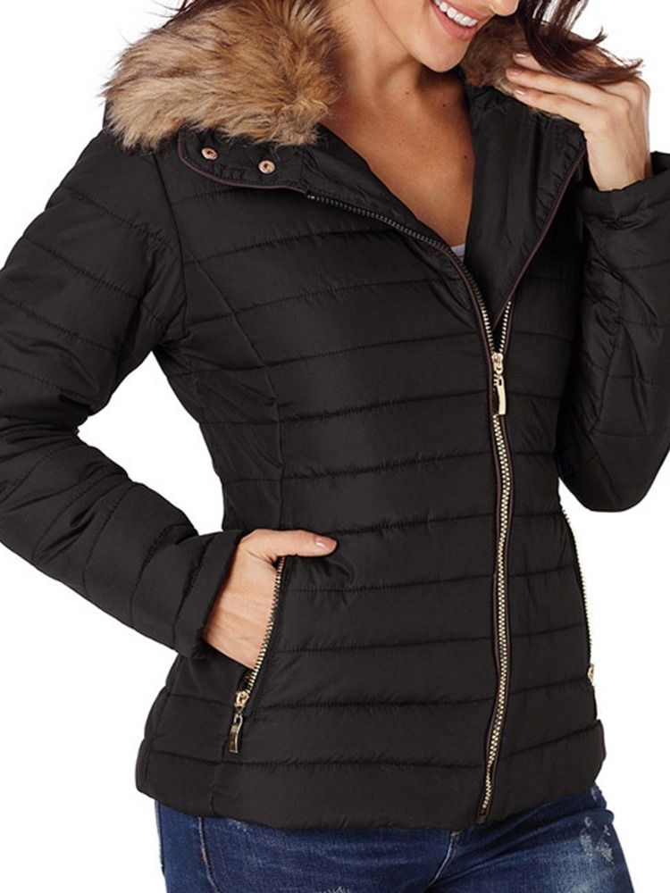 Damen Langarm-reißverschluss Slim Standard Winterjacke