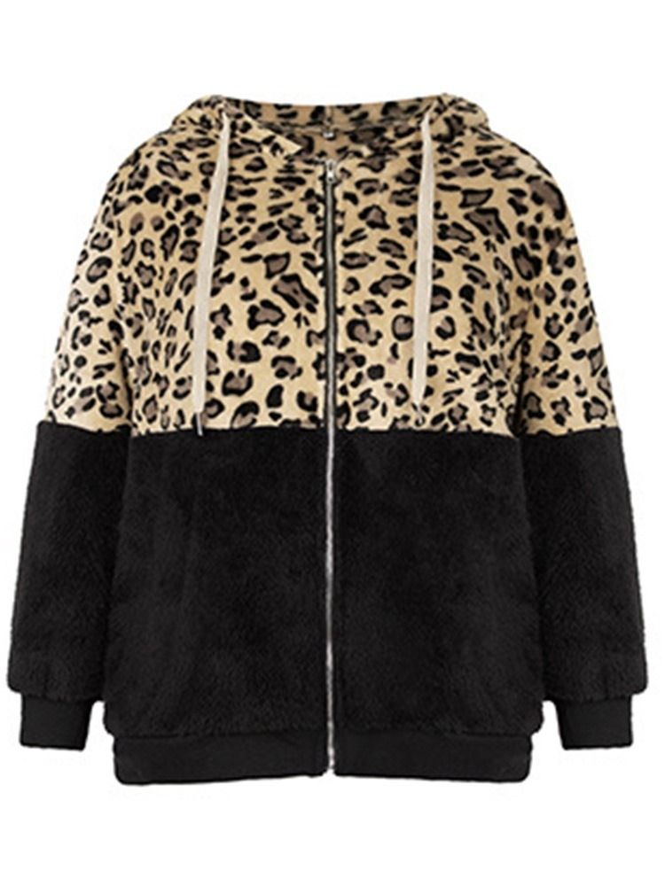 Damen Leopard Casual Zipper Dicke Standardjacke