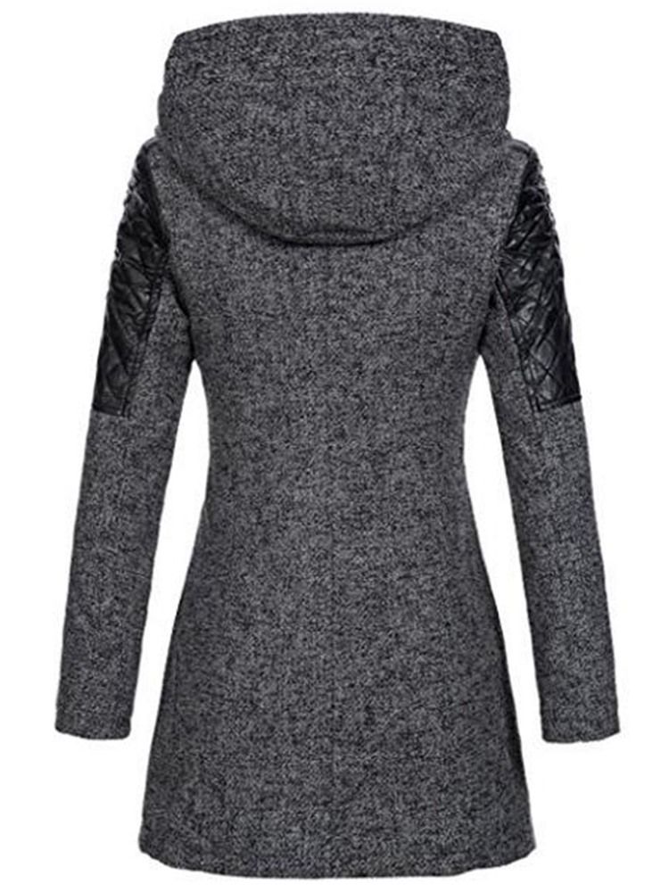 Damen-schlanke Mittellange Kapuzenjacke Mit Reißverschluss