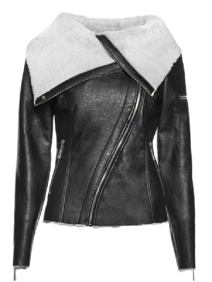 Damen Standard Reißverschluss Kunstleder Herbst Pu Jacke