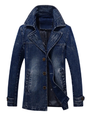 Denim Revers Slim Herren Trenchcoat