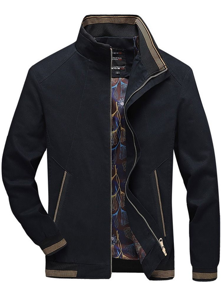 Dicke Patchwork Color Block Herren Reißverschlussjacke