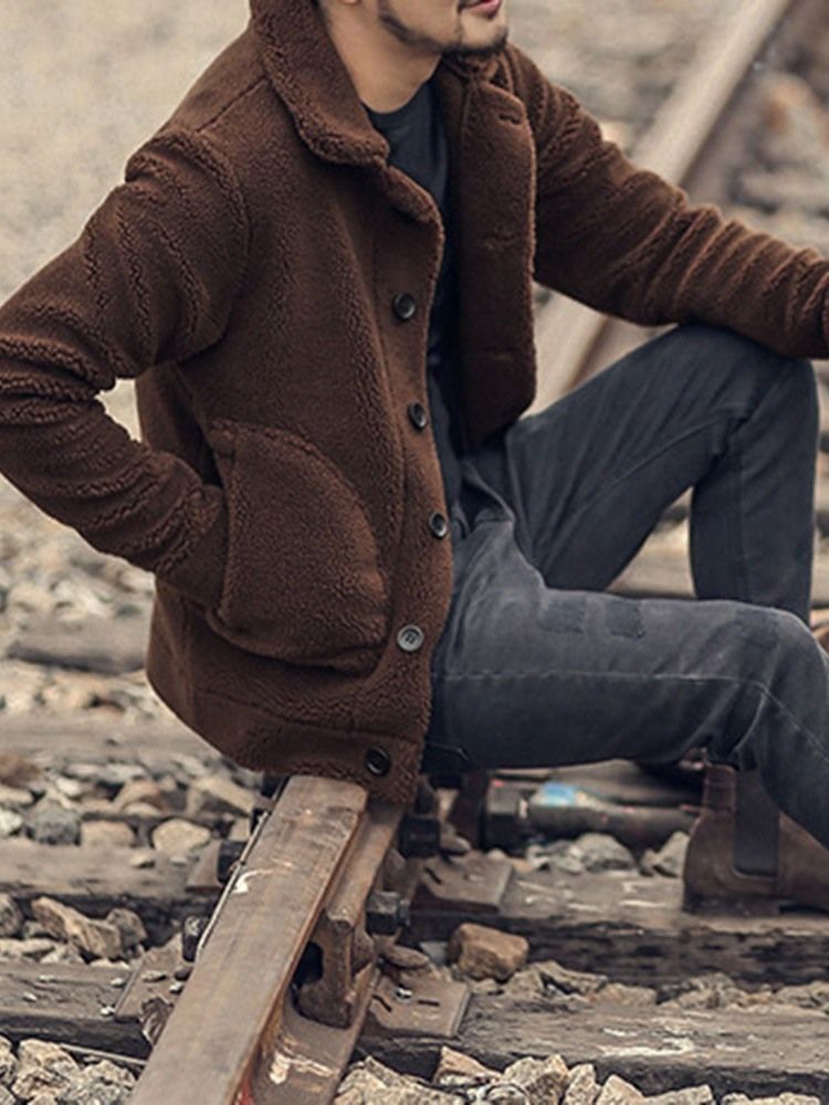 Dicke Winter Slim Jacke Mit Schlichtem Revers Für Herren