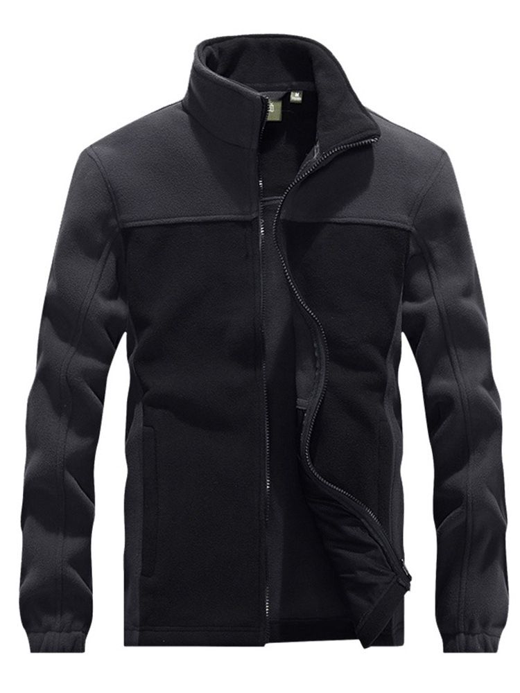 Dicker Stil Farbblock Stehkragen Casual Herrenjacke