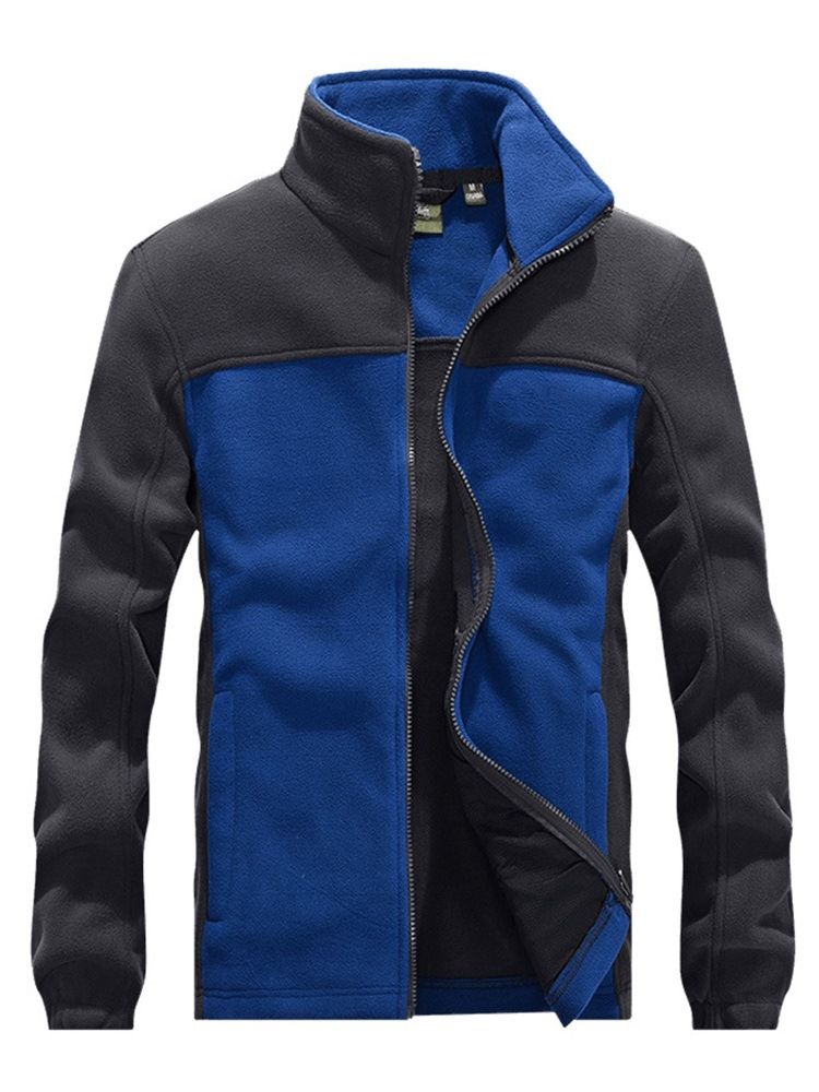 Dicker Stil Farbblock Stehkragen Casual Herrenjacke