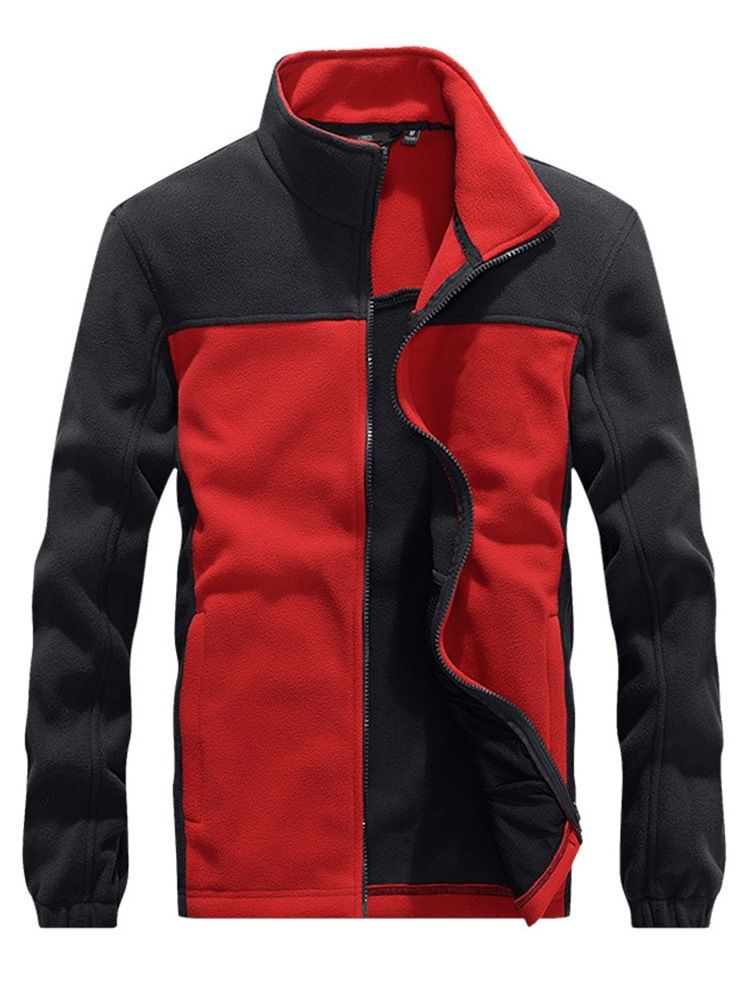 Dicker Stil Farbblock Stehkragen Casual Herrenjacke