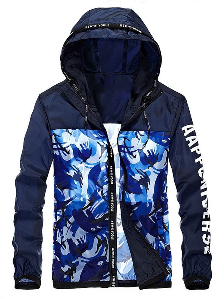 Dünne Camouflage Kapuzen Casual Herrenjacke Casual