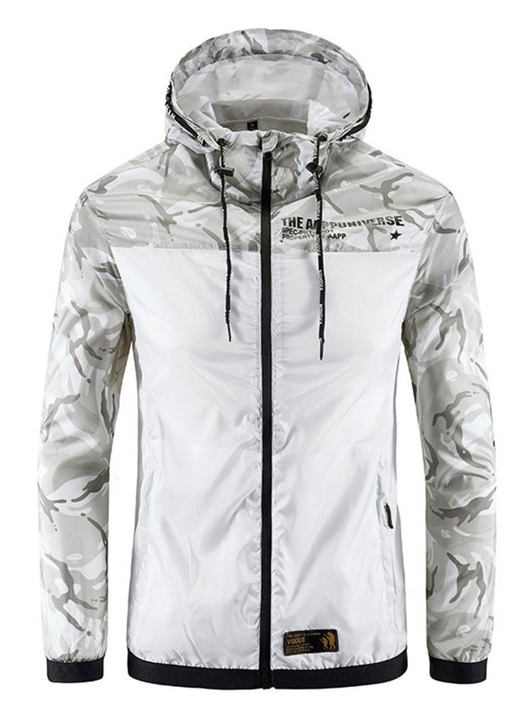 Dünne Sport-männerjacke Mit Kapuze Und Print