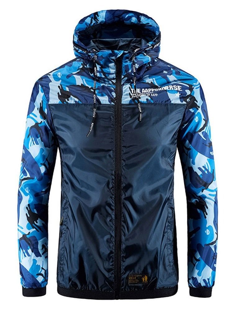 Dünne Sport-männerjacke Mit Kapuze Und Print