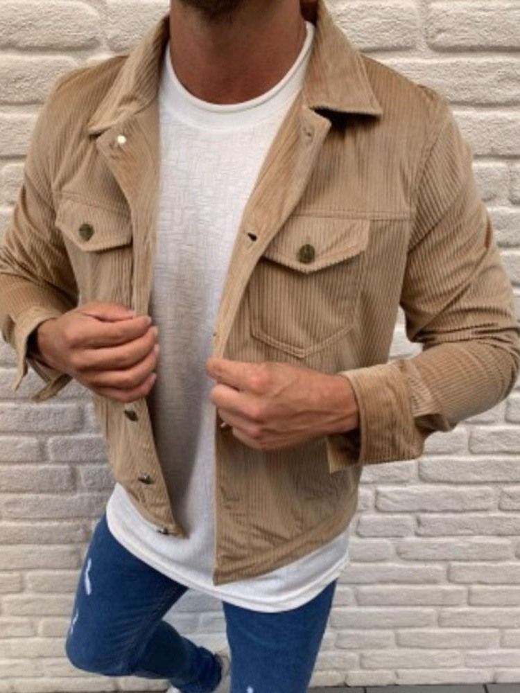 Einfarbige Taschenrevers Herbst Stil Herren Freizeitjacke Style