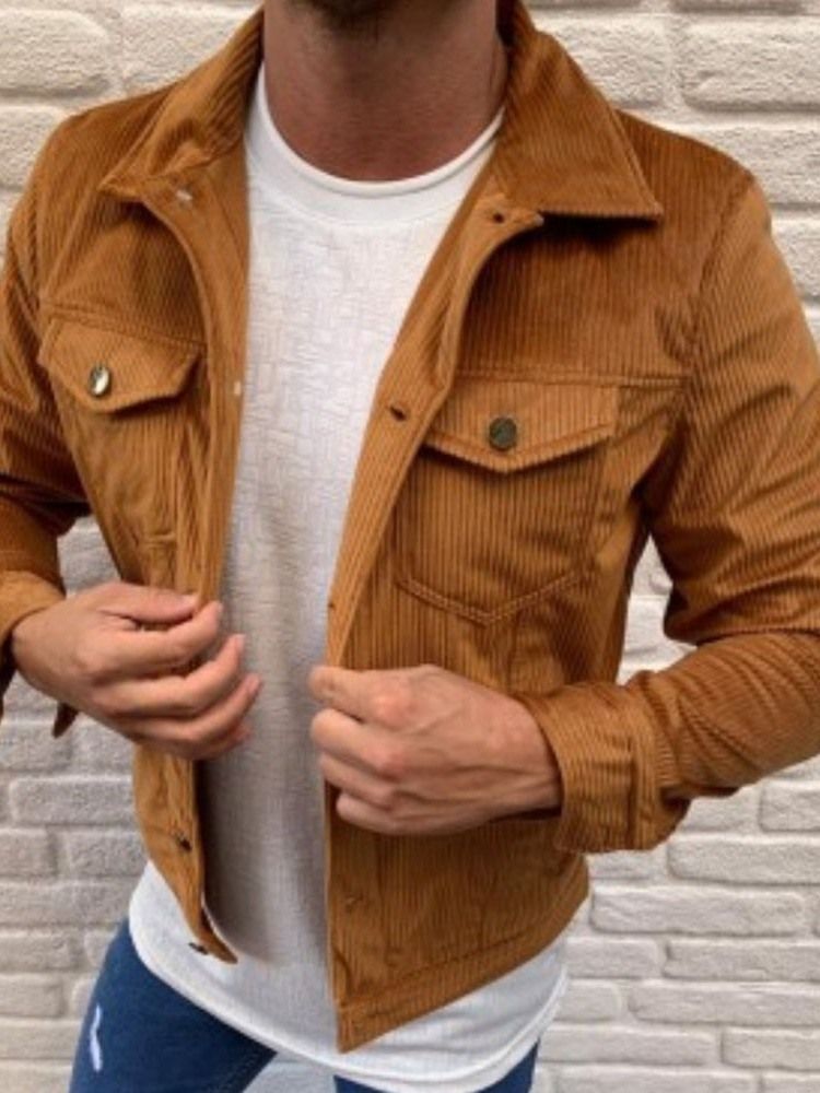 Einfarbige Taschenrevers Herbst Stil Herren Freizeitjacke Style