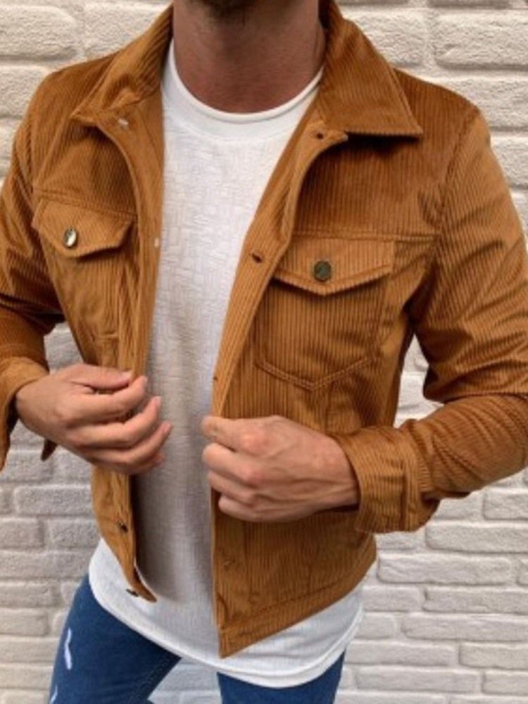 Einfarbige Taschenrevers Herbst Stil Herren Freizeitjacke Style