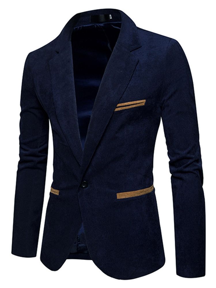 Einfarbiger Ein-knopf Slim Fit Herren Freizeitjacke Blazer