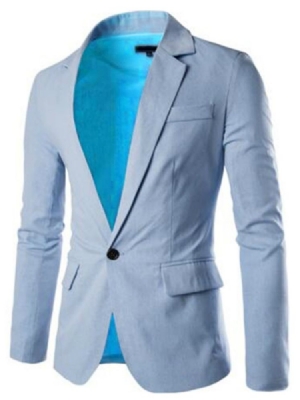 Einfarbiger Slim Herren-blazer Mit Gekerbtem Revers