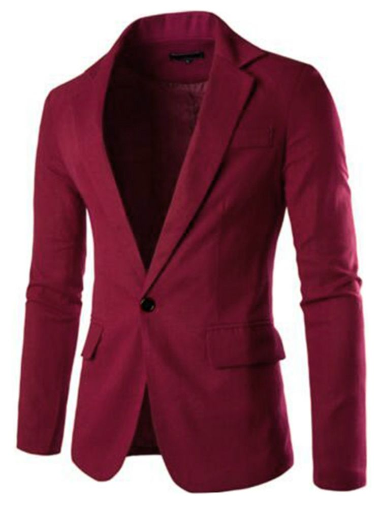 Einfarbiger Slim Herren-blazer Mit Gekerbtem Revers