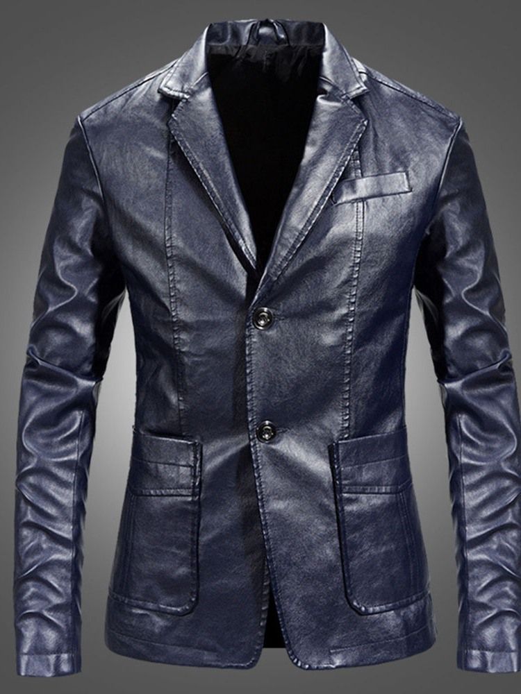 Einreihige Herren-lederjacke Mit Schlichtem Revers