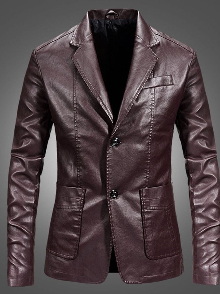 Einreihige Herren-lederjacke Mit Schlichtem Revers