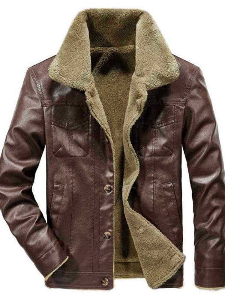 Einreihige Herren-lederjacke Mit Standard-revers