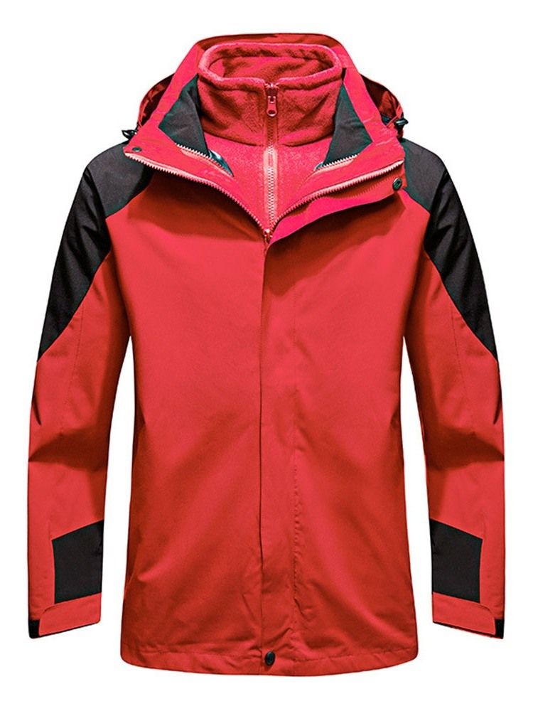 Fleece Patchwork Slim Sport Herrenjacke Mit Stehkragen