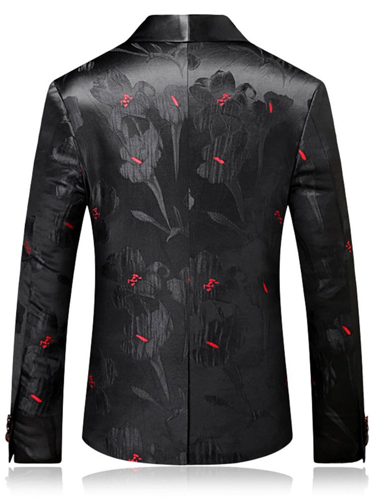 Floral Slim Notched Revers Herren Ein-knopf-blazerjacke