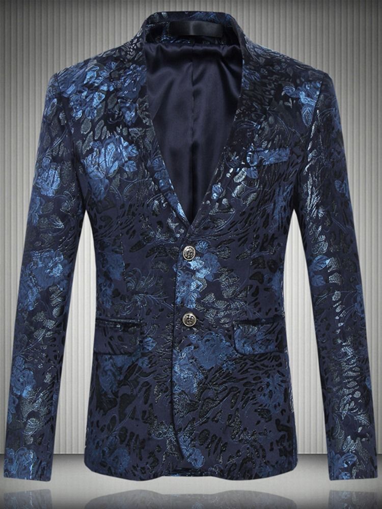 Herren-blazer Mit Gekerbtem Revers Im Vintage-print