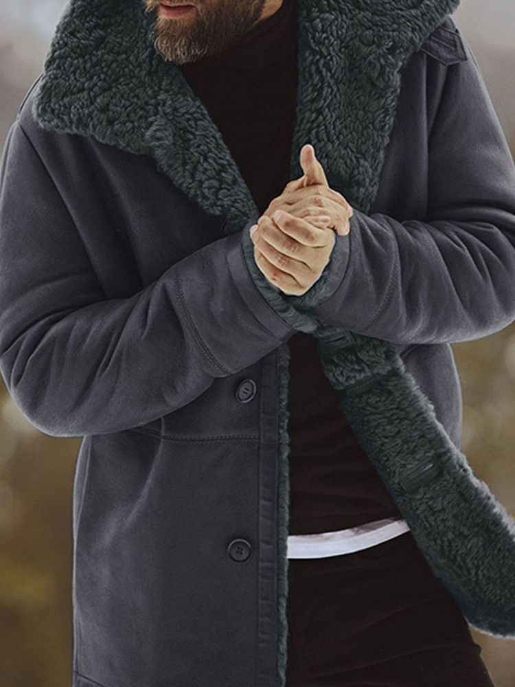 Herren Revers Dicke Einreihige Winterjacke