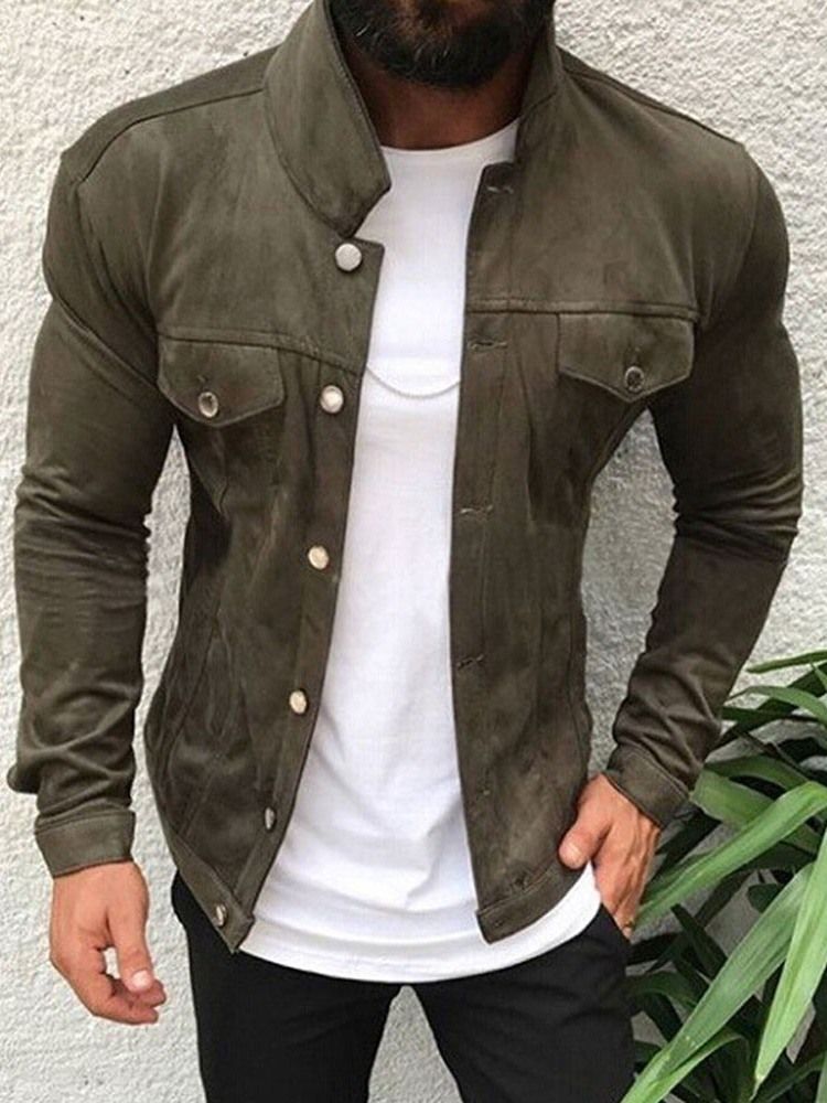 Herren Schlichte Herbst Slim Jacke Mit Taschenrevers